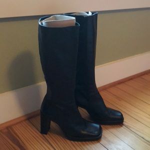 Charles David black leather tall boots, so 10